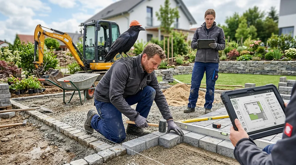 Garten- und Landschaftsbauer bei der Arbeit
