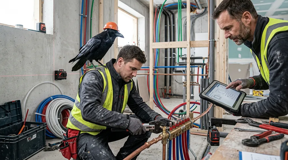 Installateur bei der Arbeit